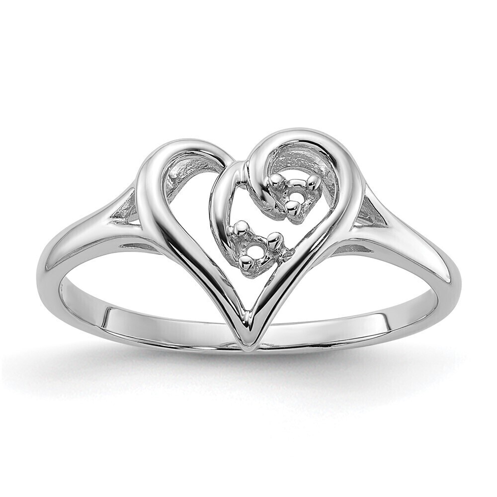 Kazi Luxury 14k White Gold Polished Heart Ring Mounting